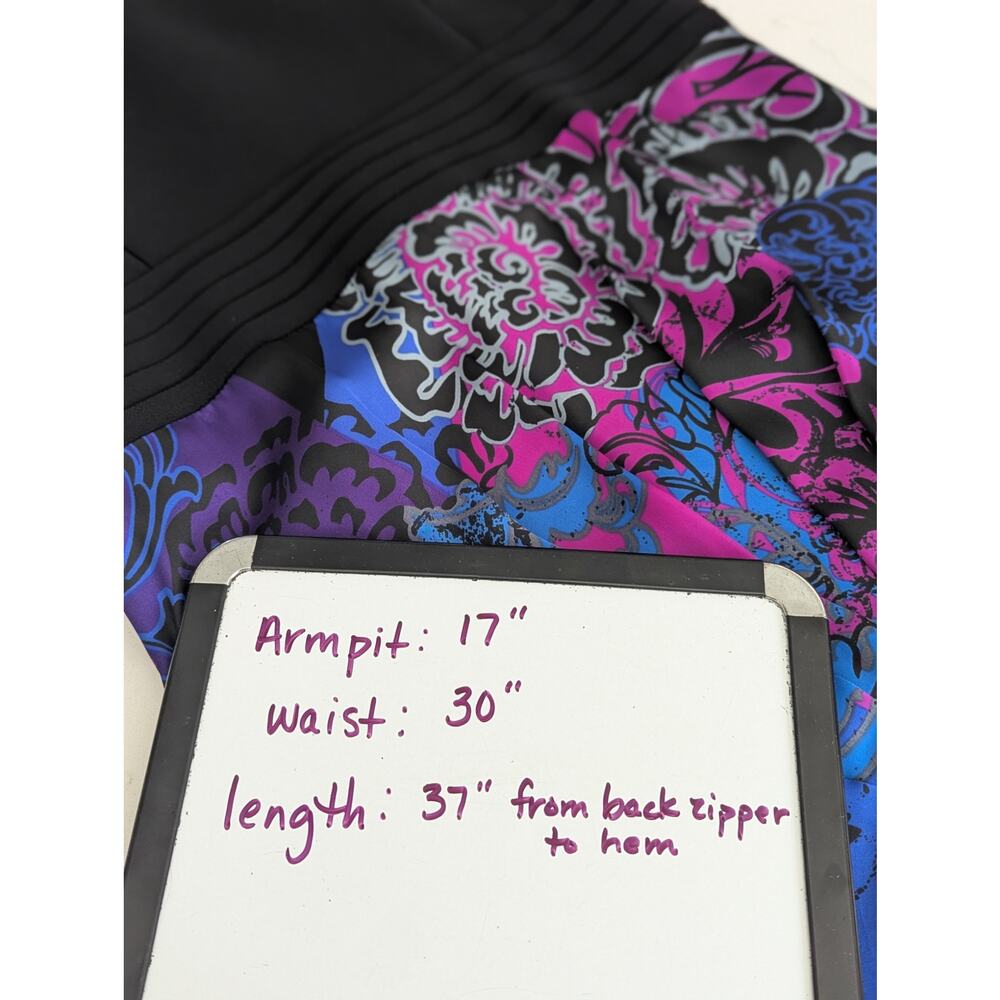 Tahari Arthur S Levine Dress Size 6 Black Floral Sleeveless Sheath Cocktail - Picture 7 of 7